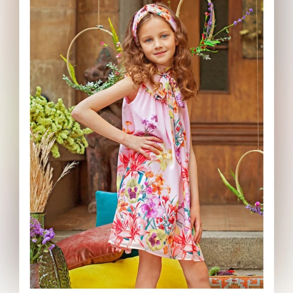 Floral Pink Kids Casual Dress